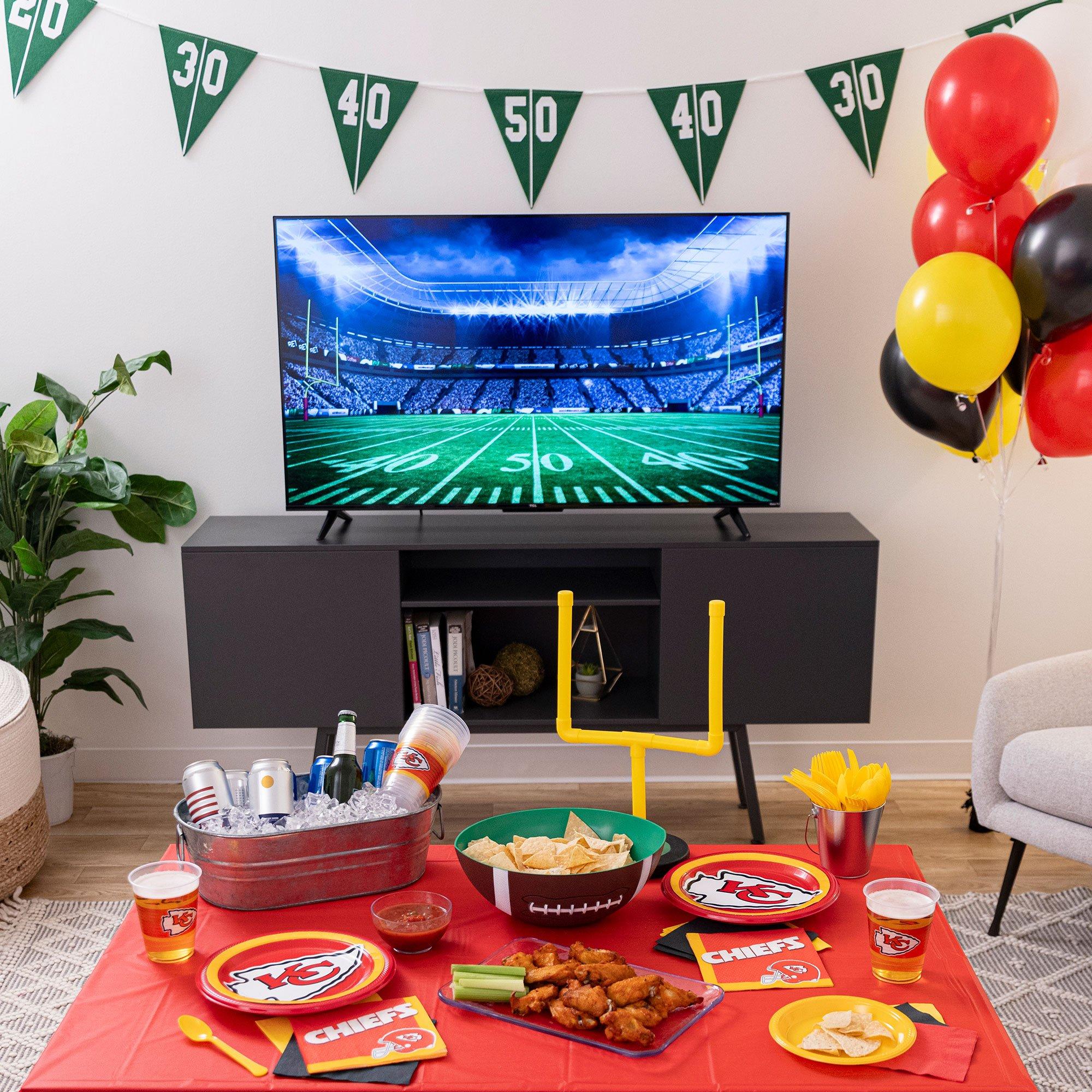 Kansas City Chiefs Party Supplies Pack for 18 Guests - Kit Includes Plates, Napkins, Table Cover, Cups, Cutlery, Serving Bowl, Banner Decoration & Centerpiece